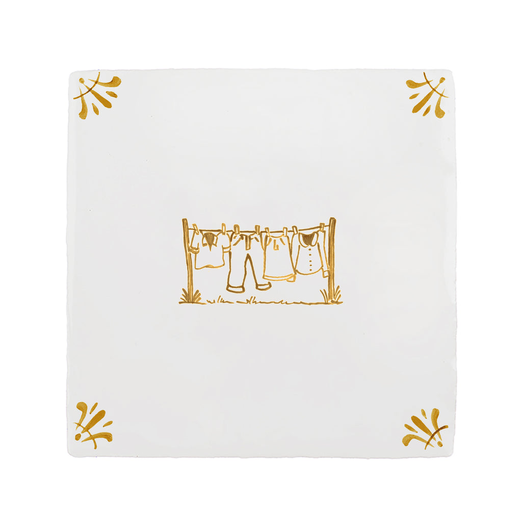 Clothes Line Delft Tile