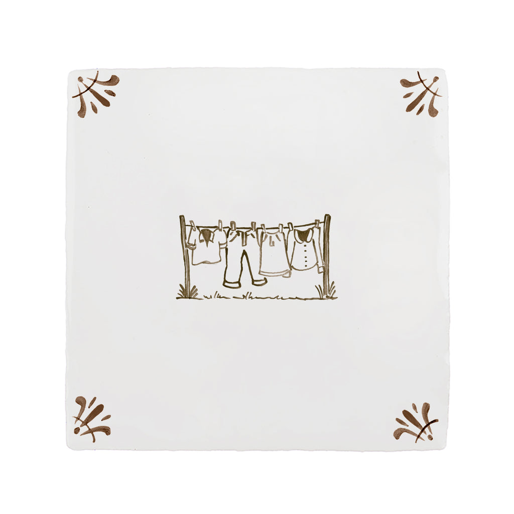 Clothes Line Delft Tile