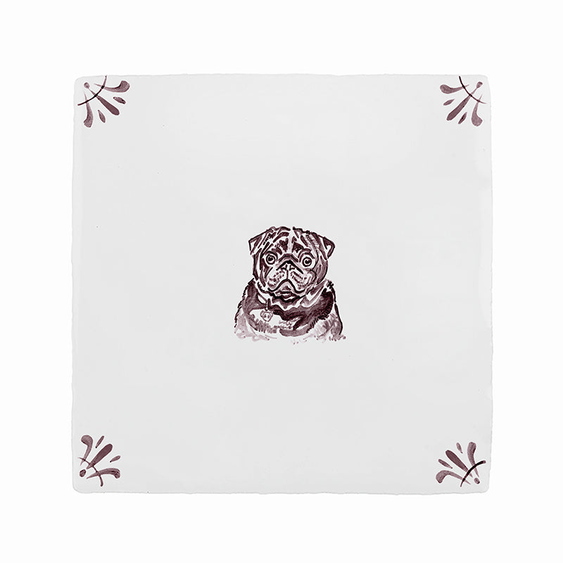 Watson the Pug Delft Tile