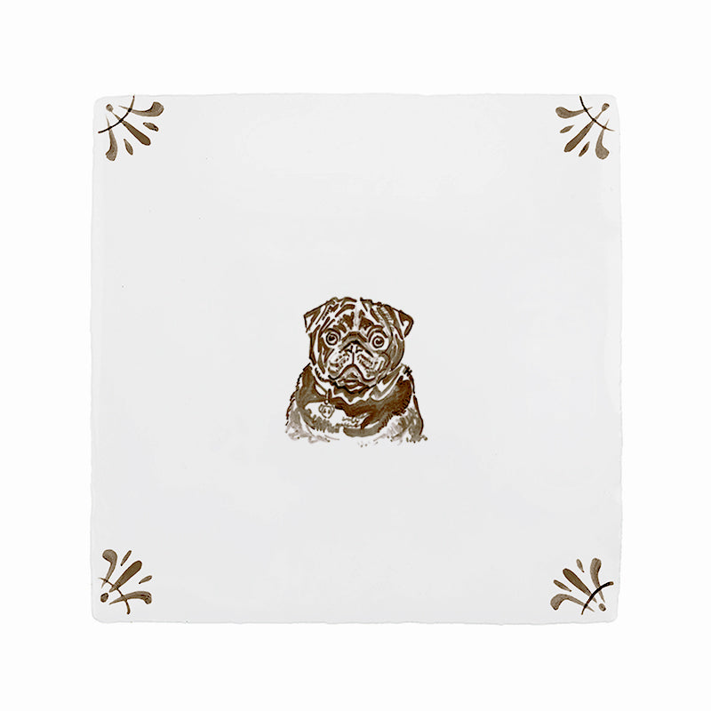 Watson the Pug Delft Tile