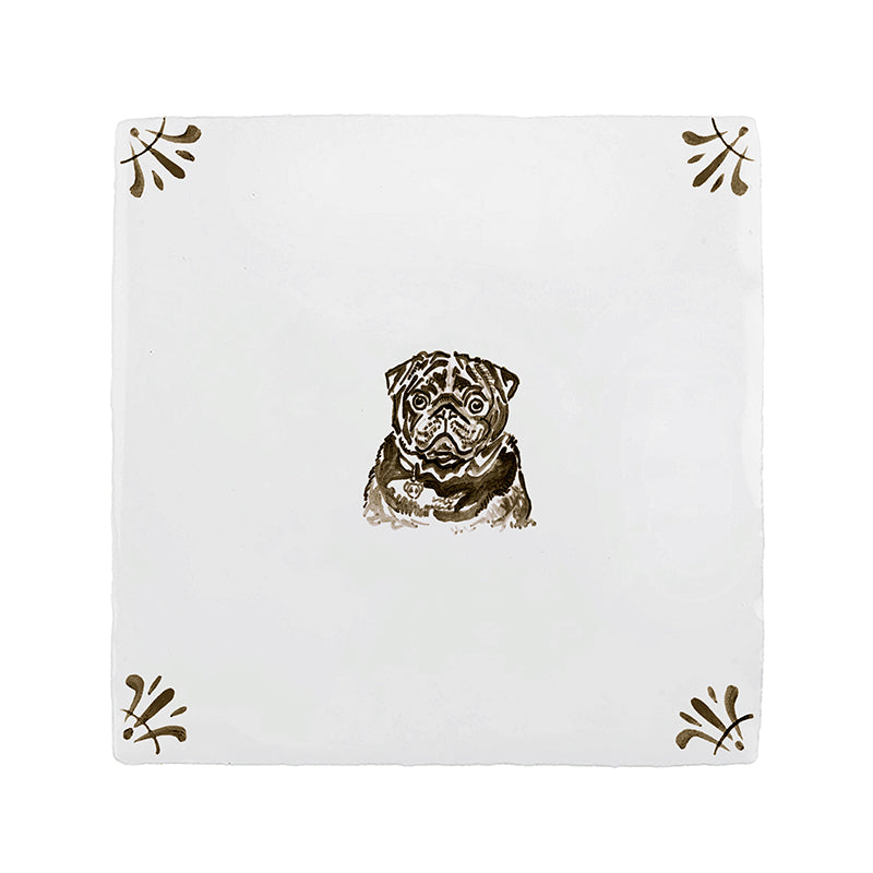Watson the Pug Delft Tile