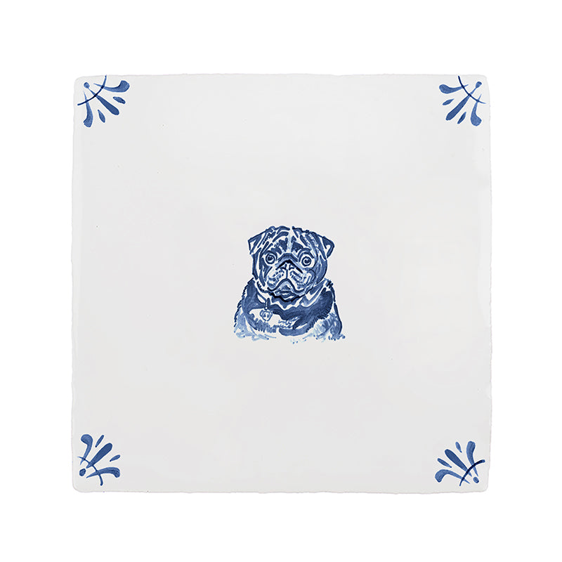 Watson the Pug Delft Tile