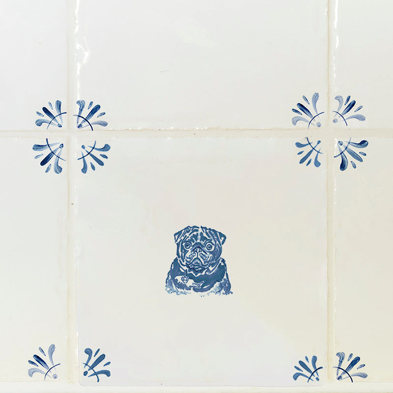 Watson the Pug Delft Tile