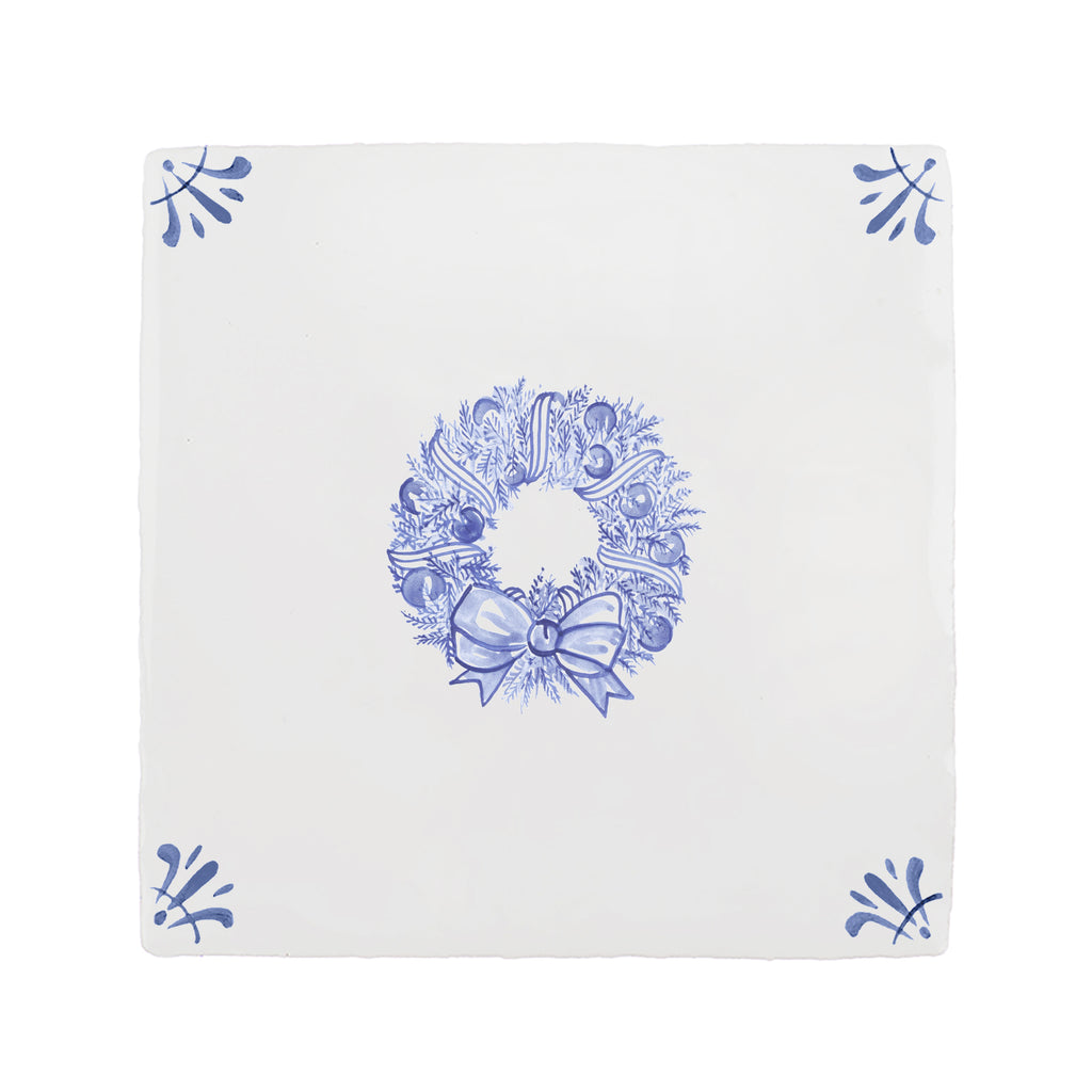 Festive Wreath Delft Tile