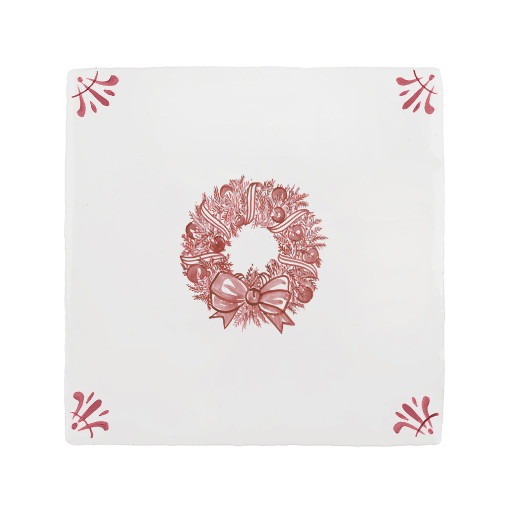 Festive Wreath Delft Tile