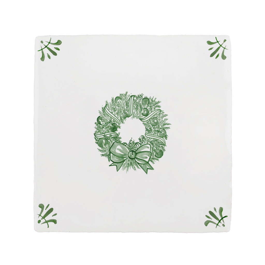 Festive Wreath Delft Tile