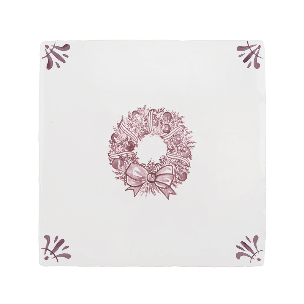 Festive Wreath Delft Tile