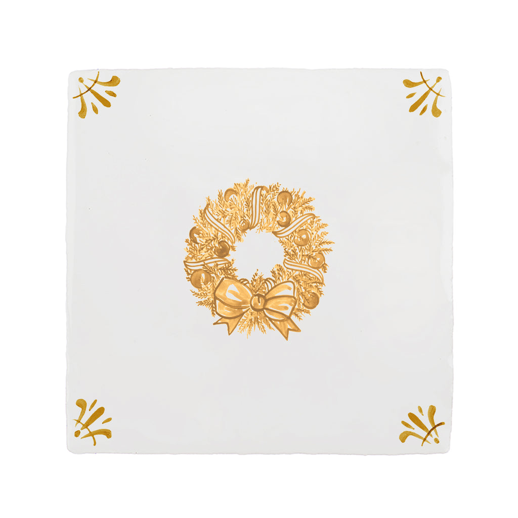 Festive Wreath Delft Tile