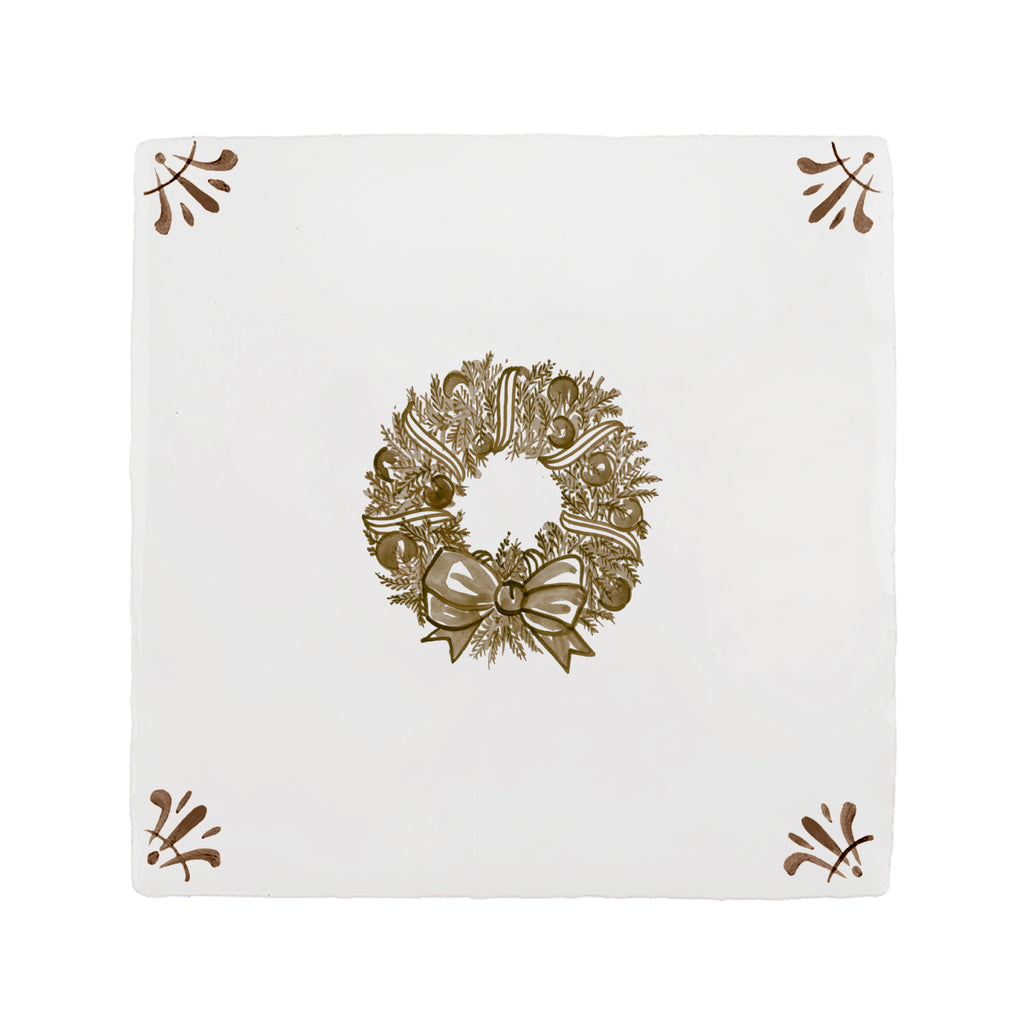 Festive Wreath Delft Tile