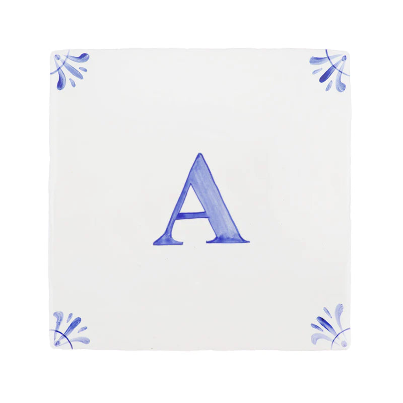 End of Line, Alphabet A Delft Tile, Blue