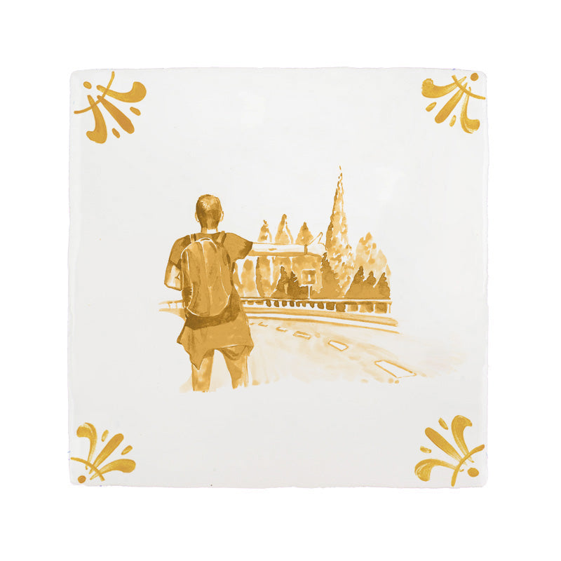 Hitch Hikers Delft Tile