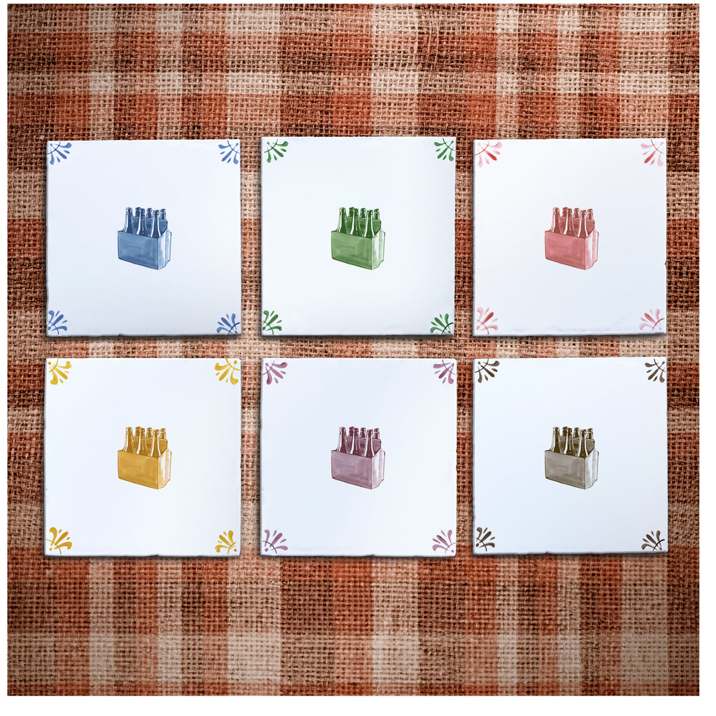 6 Pack Beers Delft Tile