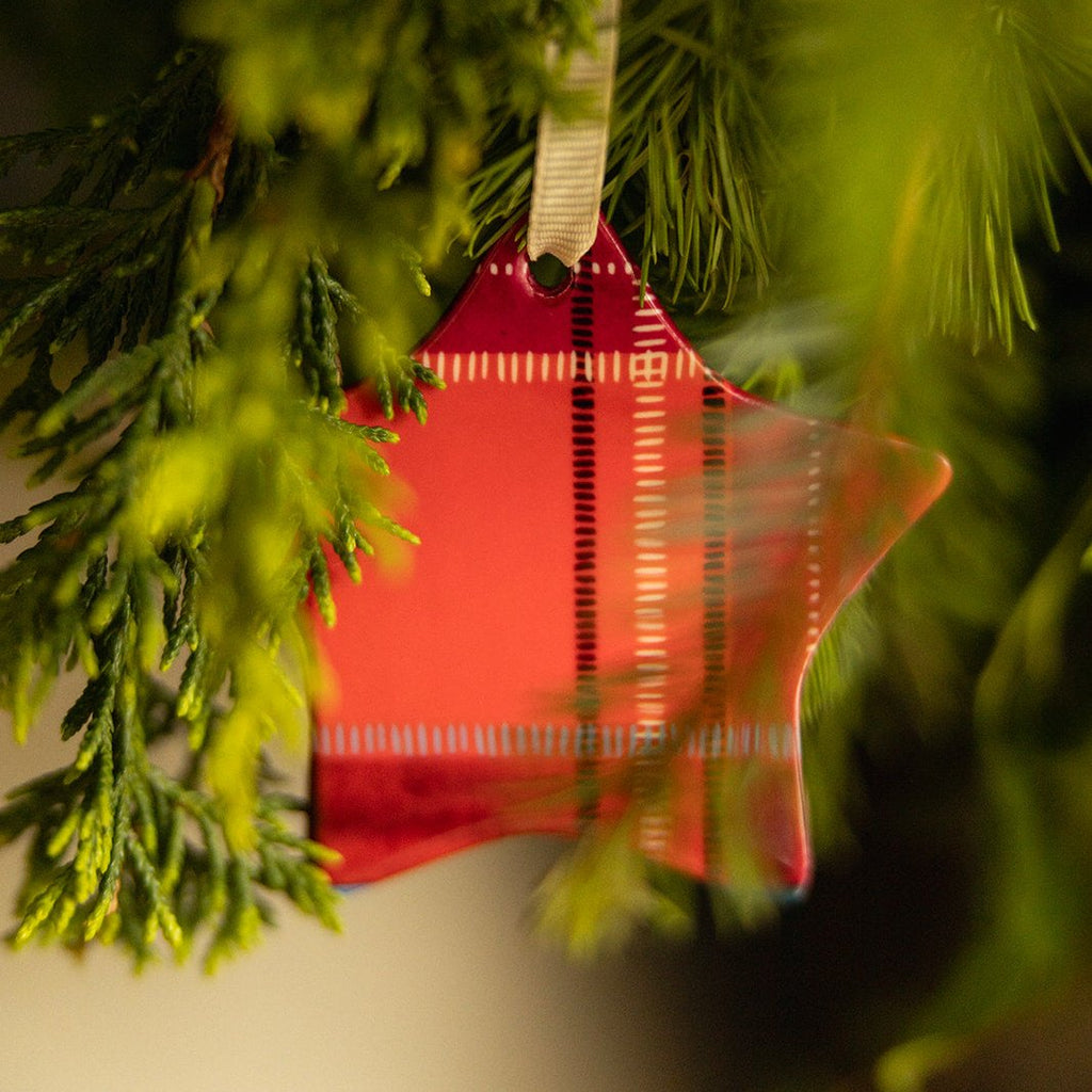 Tartan Charm Baubles, Pink and Blue