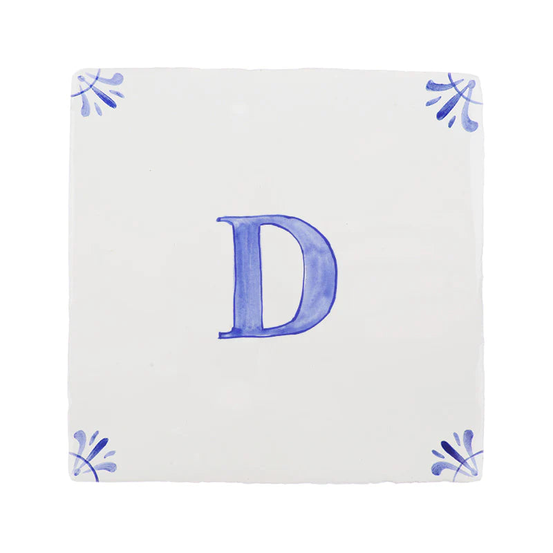 End of Line, Alphabet D Delft Tile, Blue