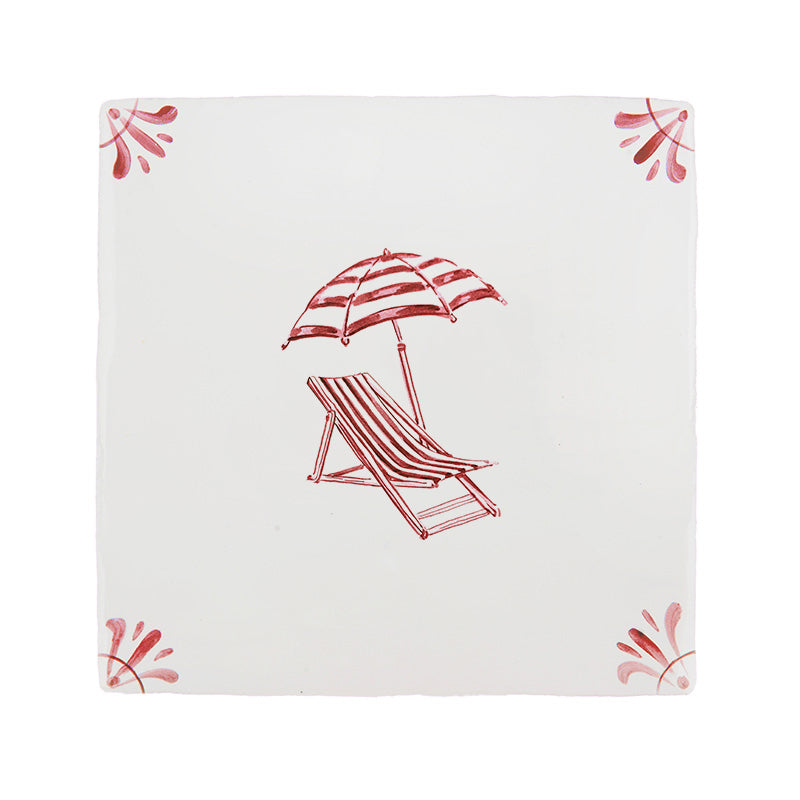 Sun Lounger and Parasol Delft Tile