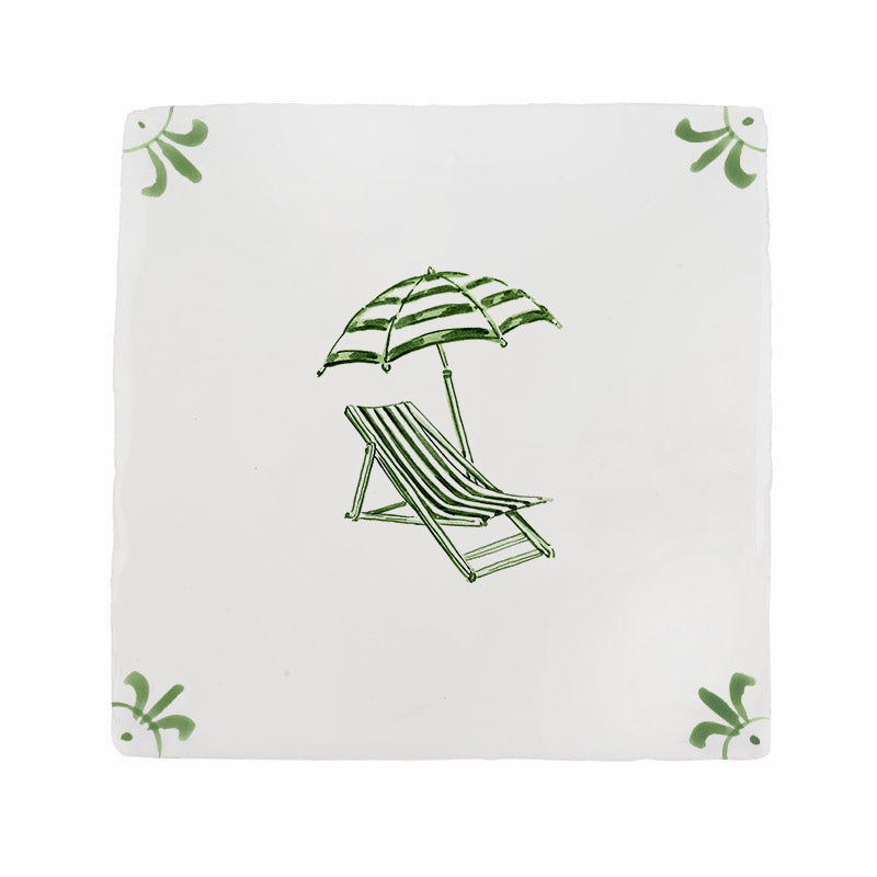 Sun Lounger and Parasol Delft Tile