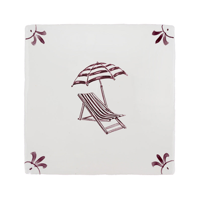Sun Lounger and Parasol Delft Tile