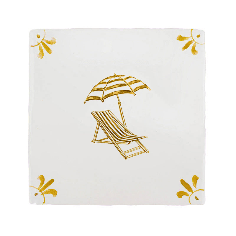 Sun Lounger and Parasol Delft Tile
