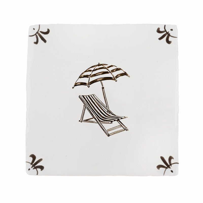 Sun Lounger and Parasol Delft Tile