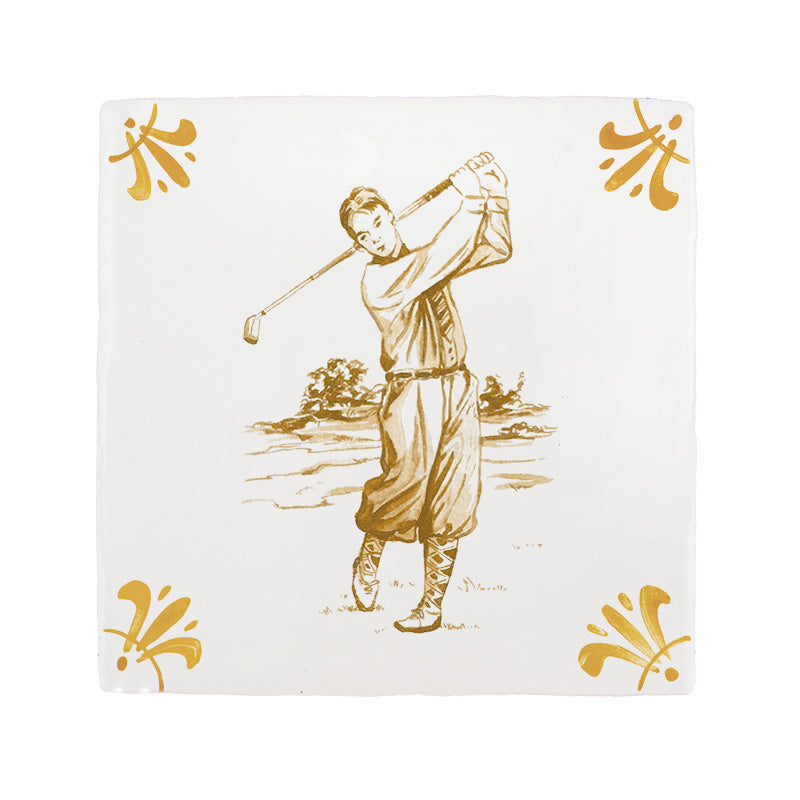 Golfer Delft Tile