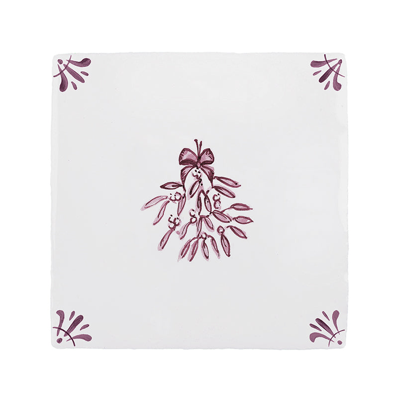 Mistletoe Delft Tile