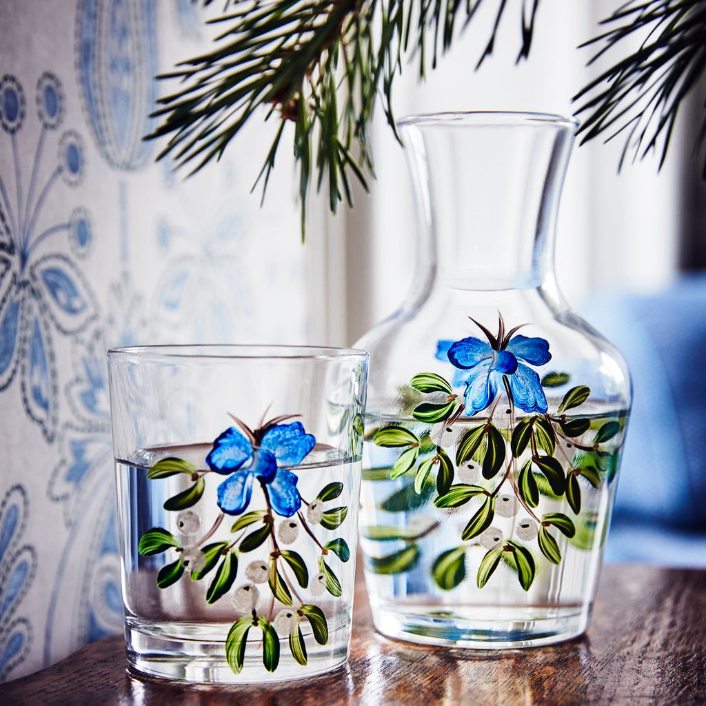 Mistletoe Bow Carafe And Tumbler