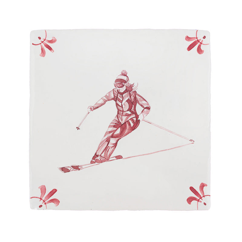 Skier Delft Tile