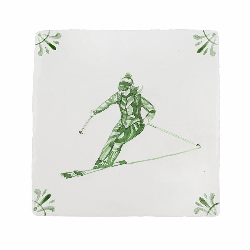 Skier Delft Tile