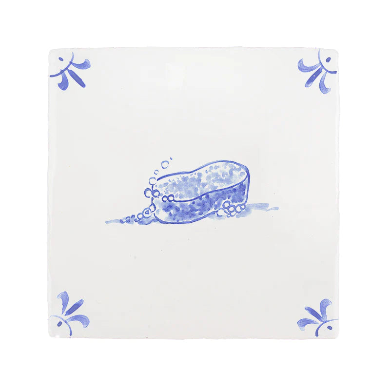 End of Line, Sponge Delft Tile, Blue | Petra Palumbo
