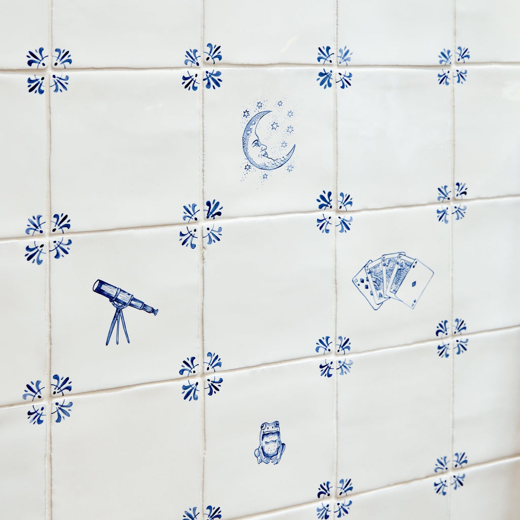 Moon and Stars Delft Tile