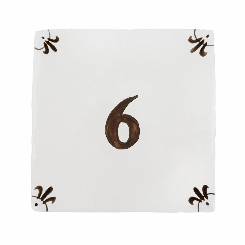 Number 6 Delft Tile