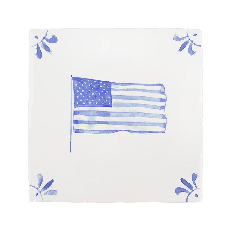 American Flag Delft Tile