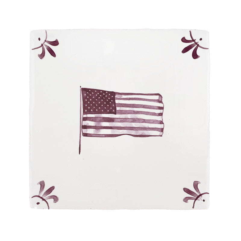 American Flag Delft Tile