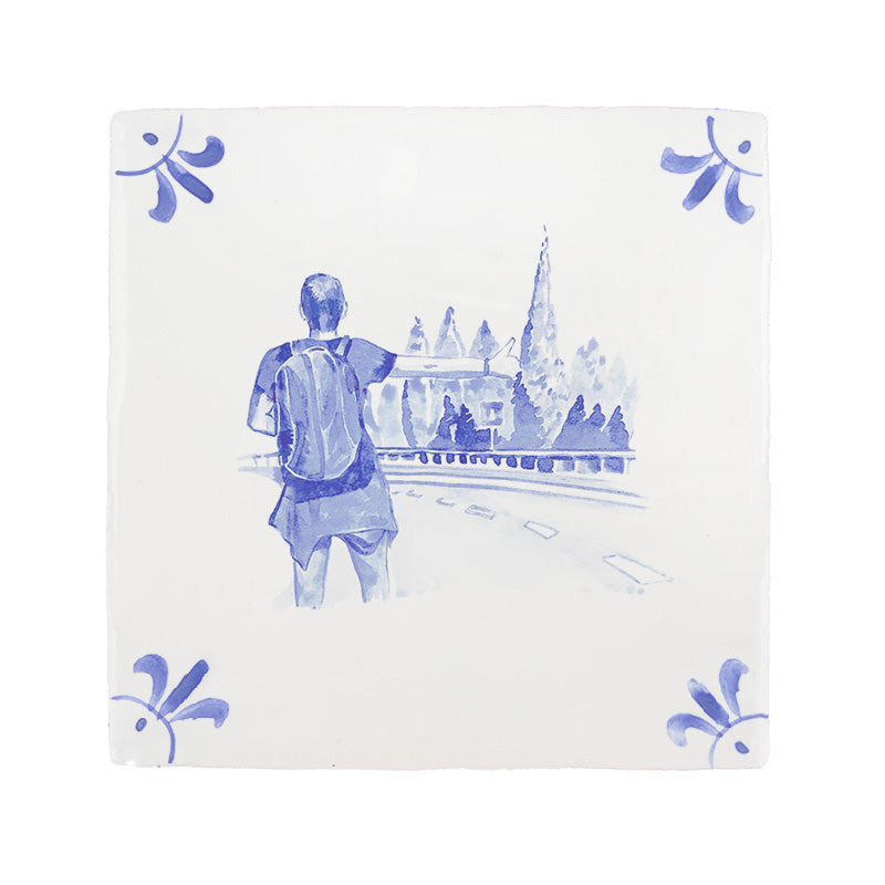 Hitch Hikers Delft Tile