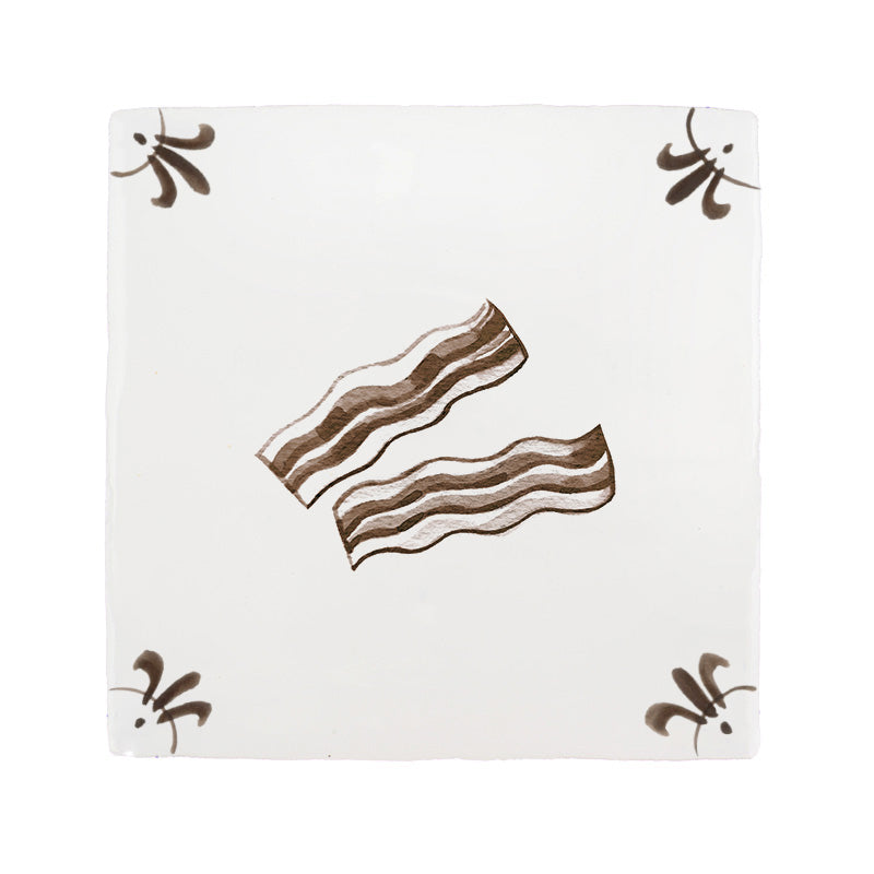 Bacon Slices Delft Tile