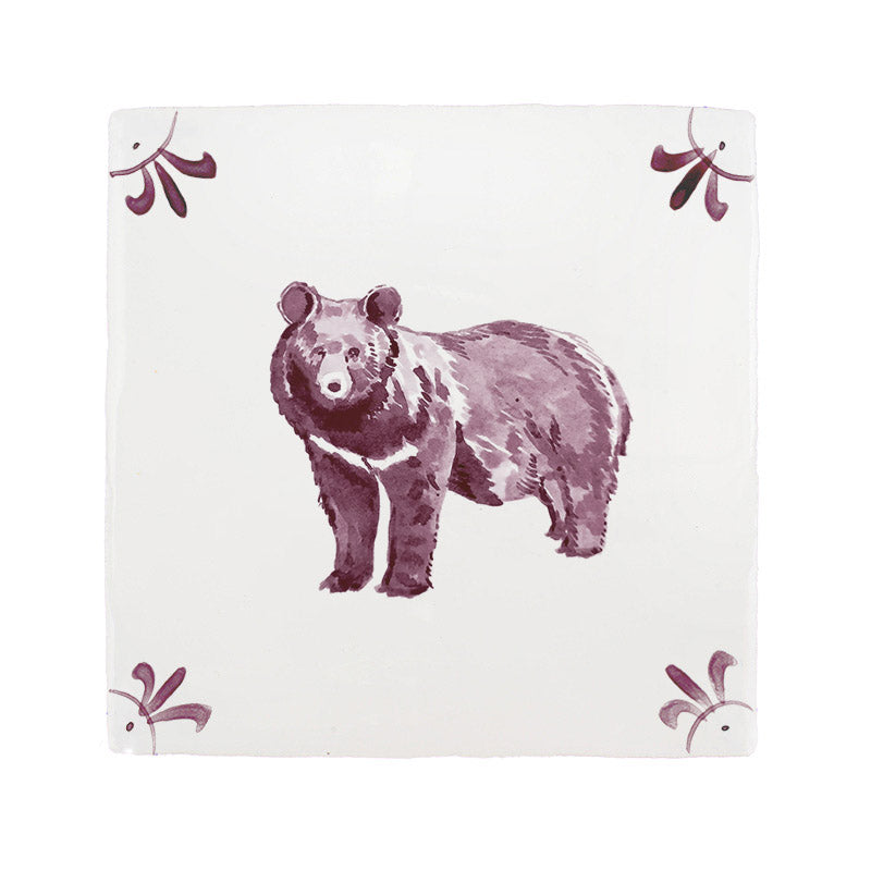 Black Bear Delft Tile