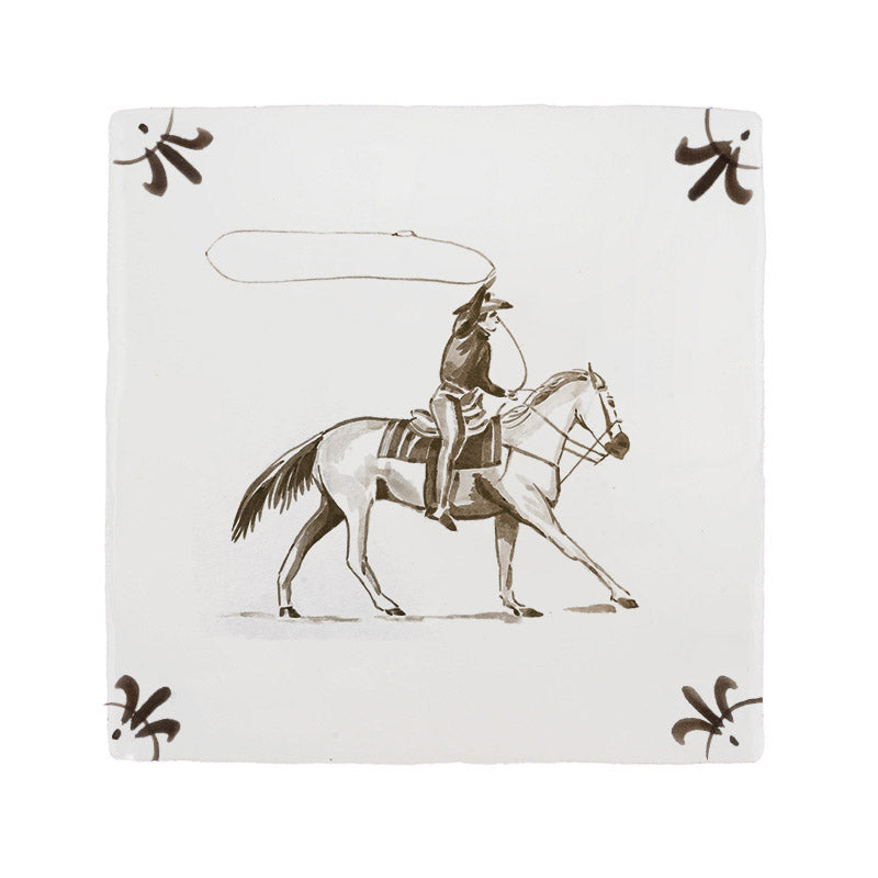 Cowboy Delft Tile