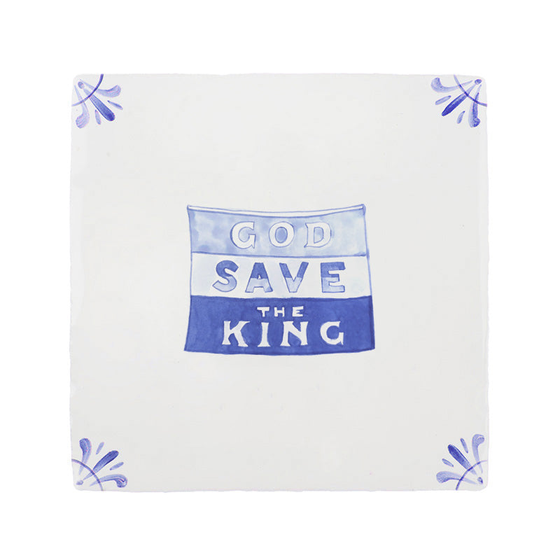 God Save the King Delft Tile