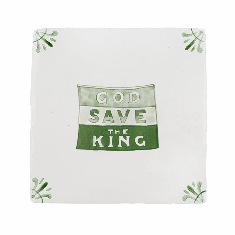 God Save the King Delft Tile