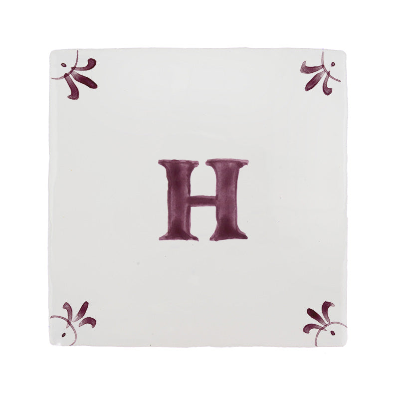 Alphabet H Delft Tile