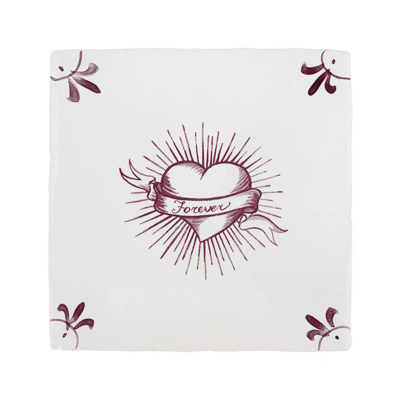 Forever Hearts Delft Tile