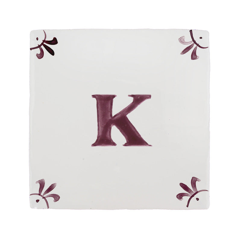 Alphabet K Delft Tile