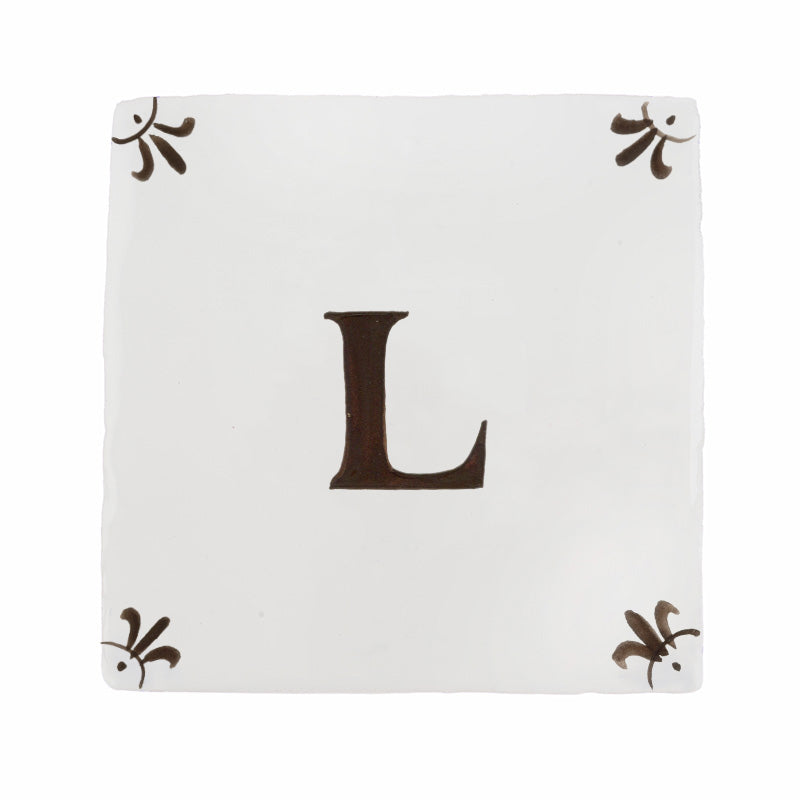 Alphabet L Delft Tile