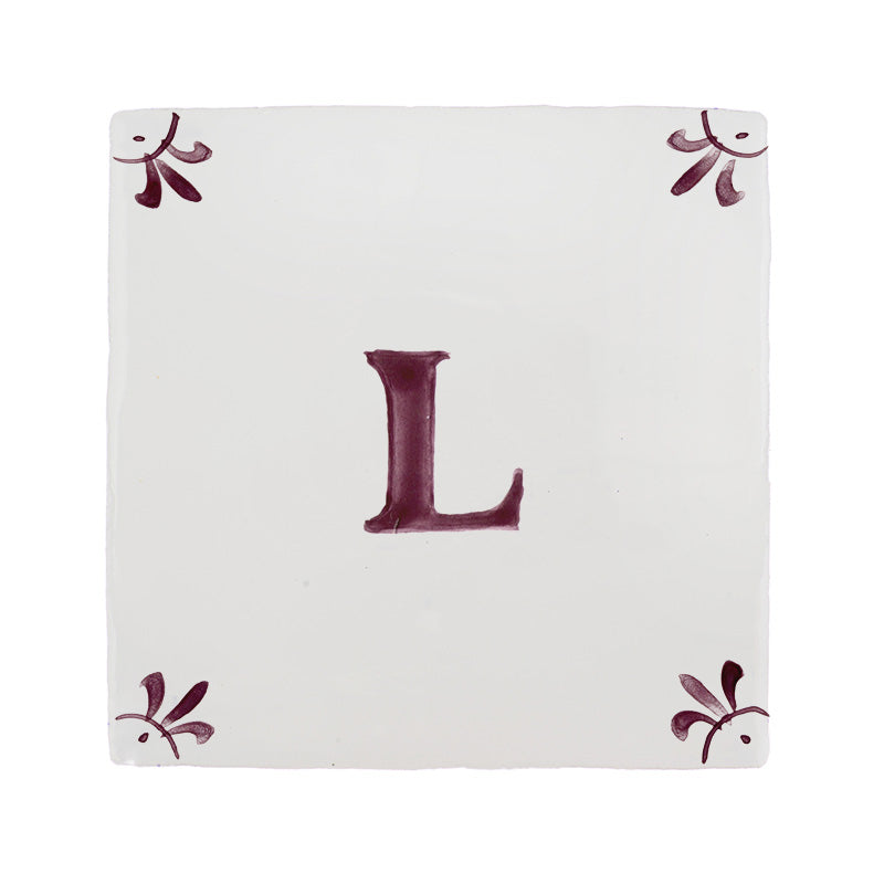 Alphabet L Delft Tile