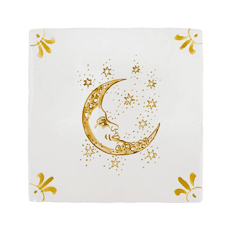 Moon and Stars Delft Tile