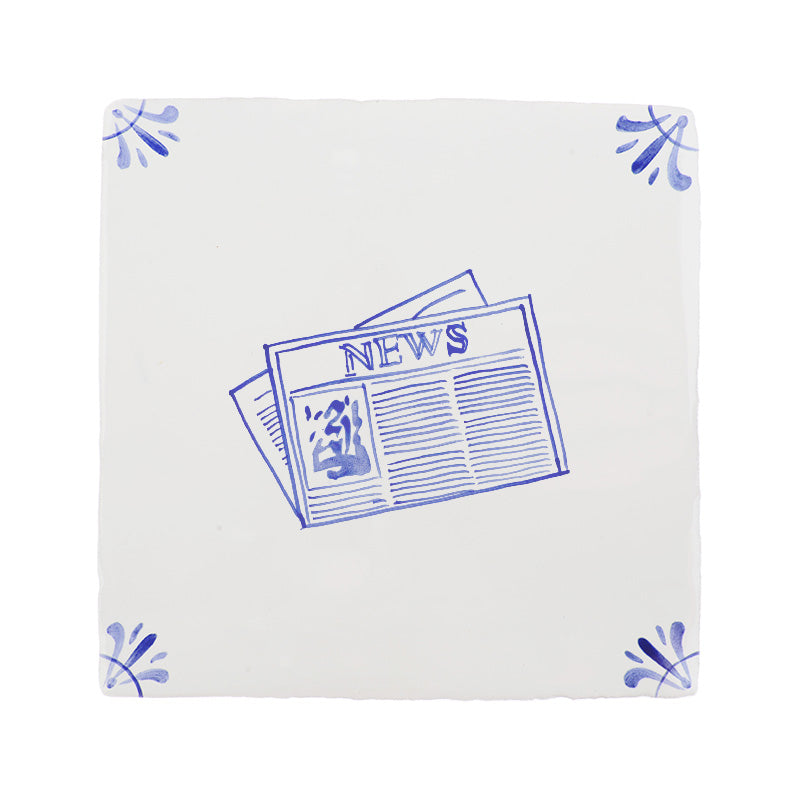 Newspaper Delft Tile