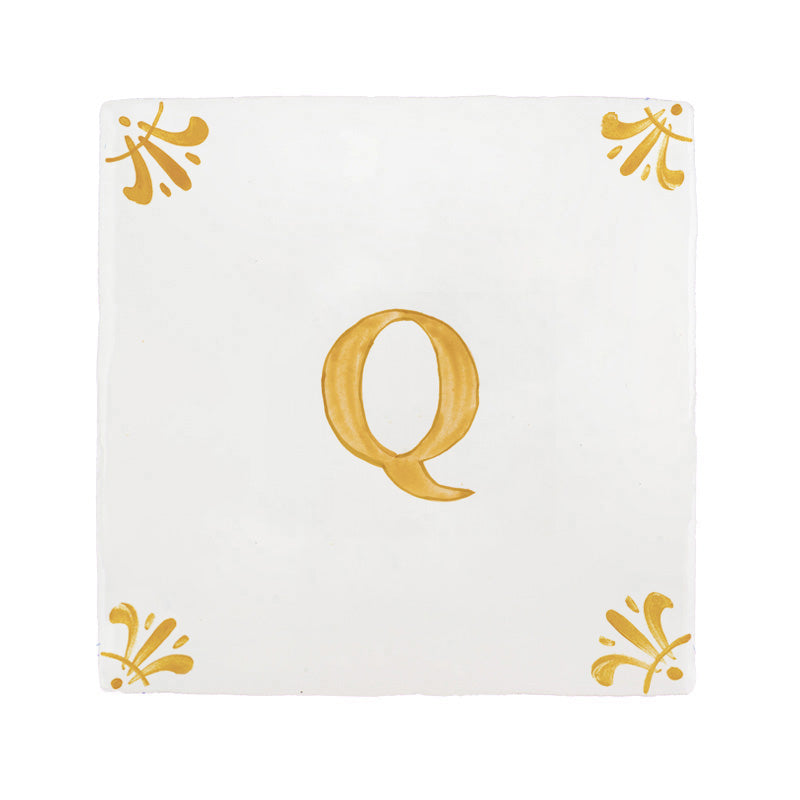 Alphabet Q Delft Tile