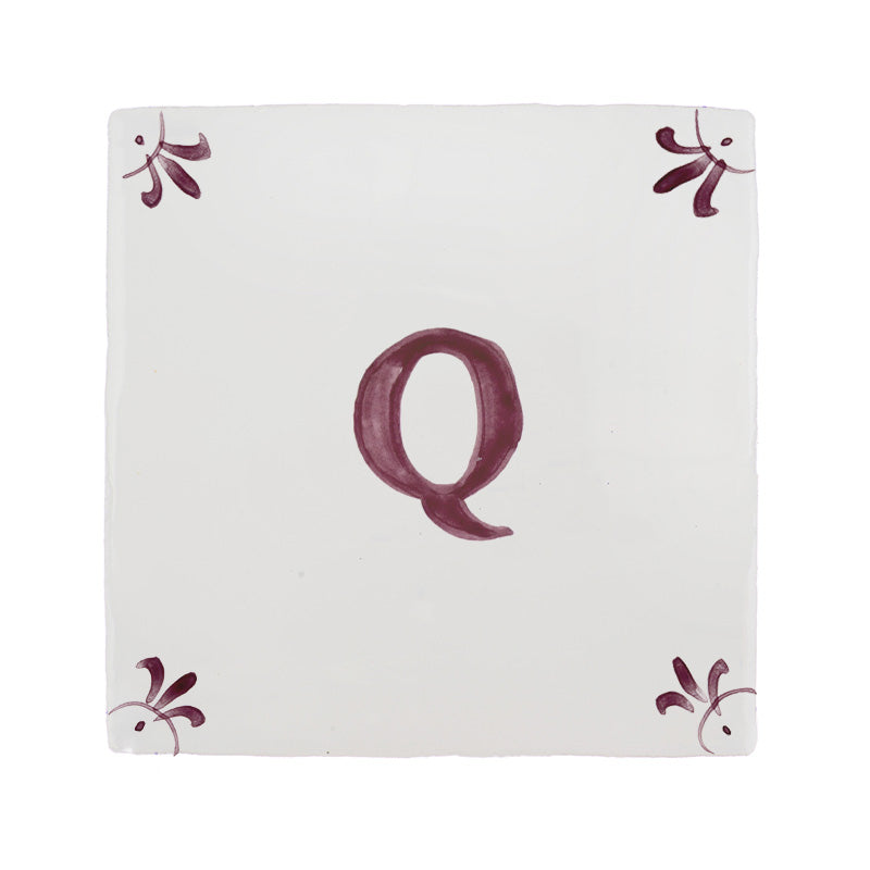 Alphabet Q Delft Tile