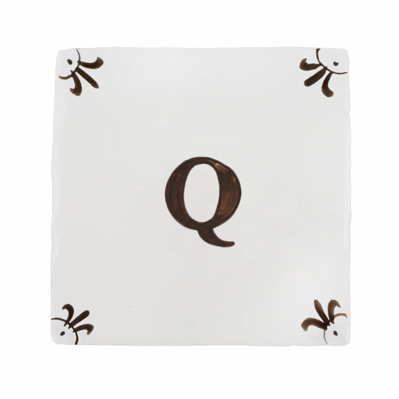 Alphabet Q Delft Tile