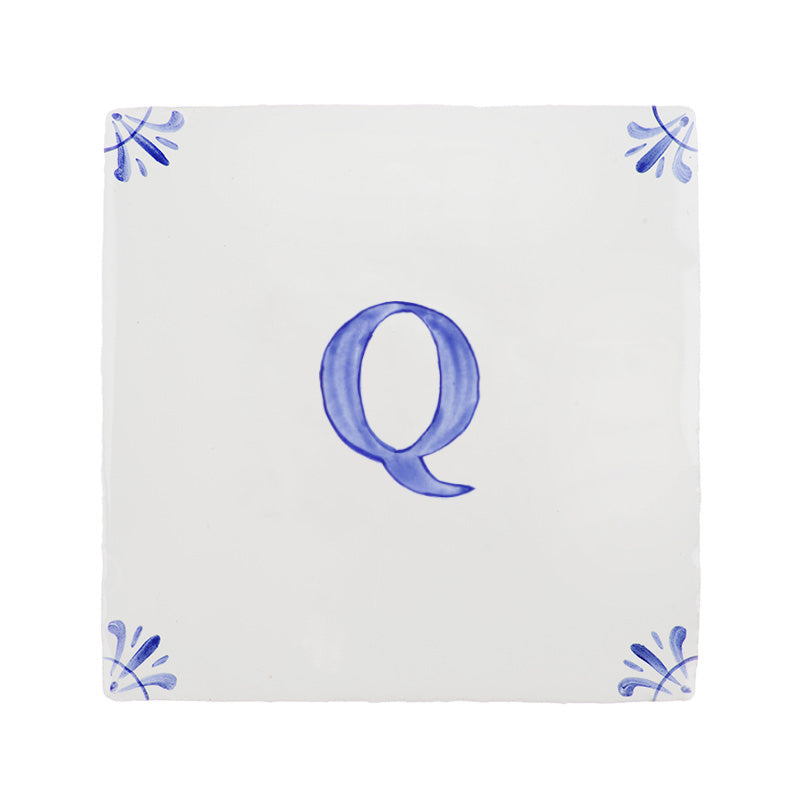 Alphabet Q Delft Tile